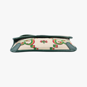 Pre-owned Gucci Gucci100 Collection Floral beige×multicolor canvas×leather 493930 bum bag/waist bag | stylenewstar