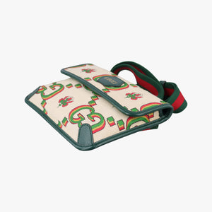 Pre-owned Gucci Gucci100 Collection Floral beige×multicolor canvas×leather 493930 bum bag/waist bag | stylenewstar