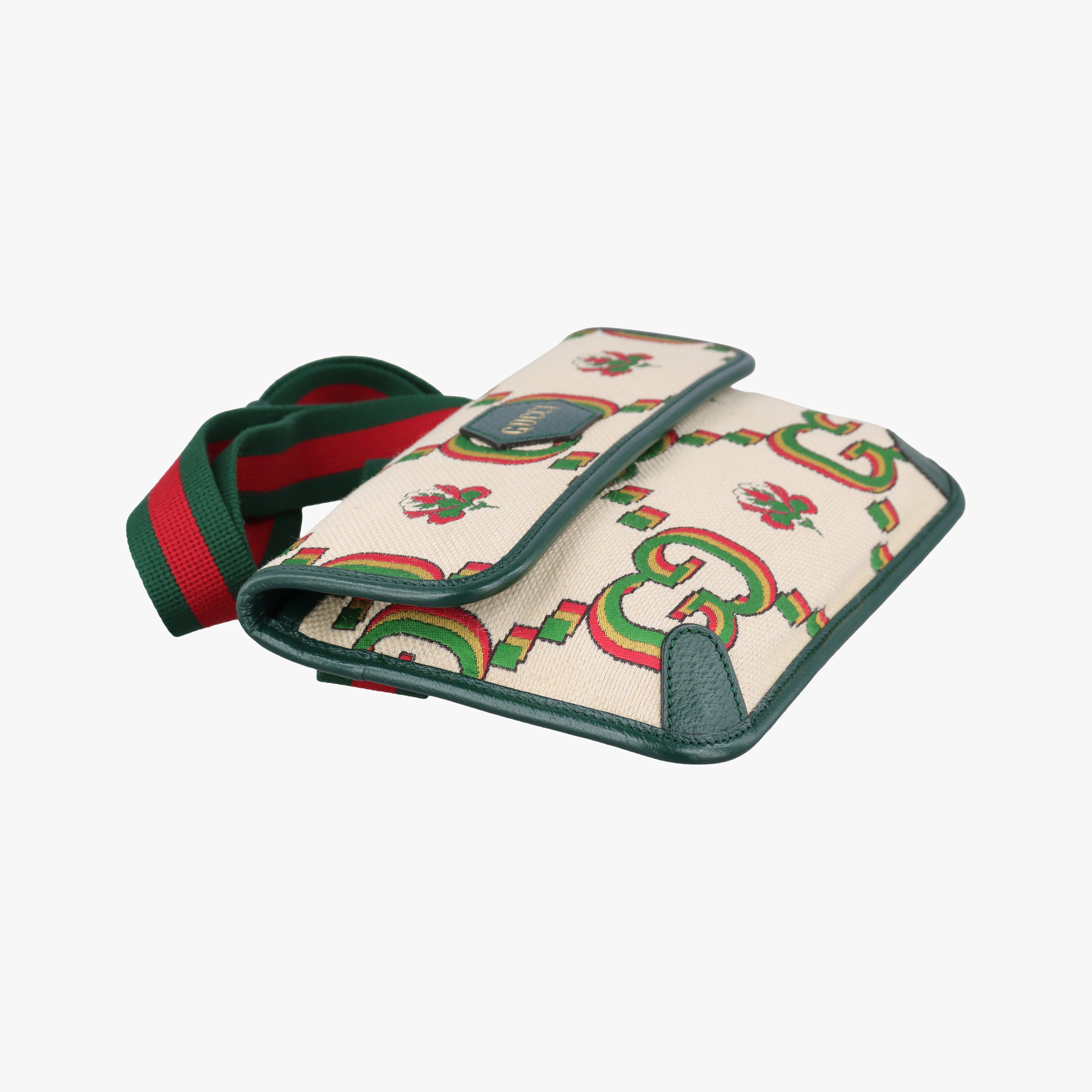 Pre-owned Gucci Gucci100 Collection Floral beige×multicolor canvas×leather 493930 bum bag/waist bag | stylenewstar