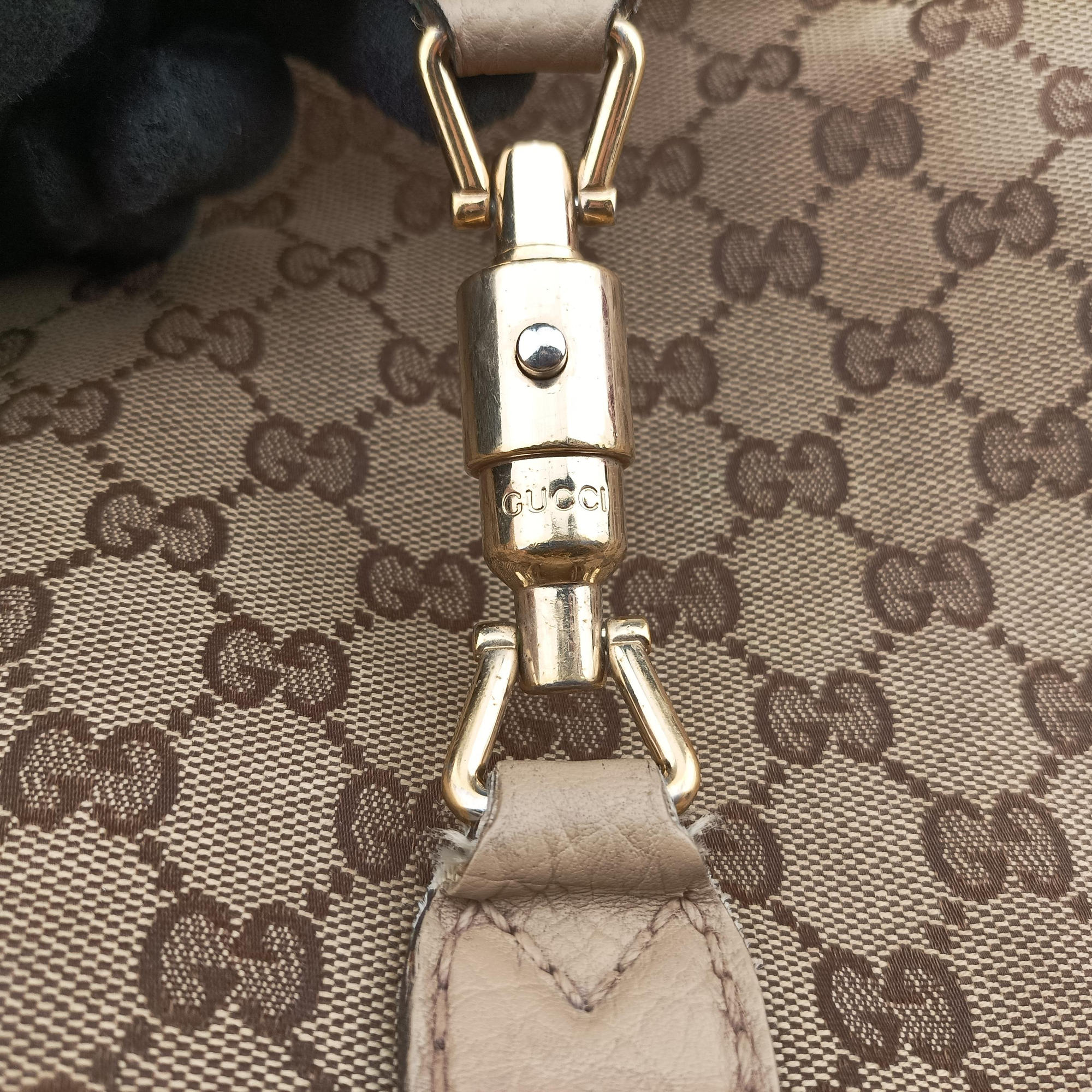 Pre-owned Gucci New Jackie Beige x Brown Canvas×leather 246907 shoulderbag | stylenewstar
