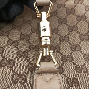 Pre-owned Gucci New Jackie Beige x Brown Canvas×leather 246907 shoulderbag | stylenewstar