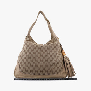 Pre-owned Gucci New Jackie Beige x Brown Canvas×leather 246907 shoulderbag | stylenewstar
