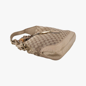 Pre-owned Gucci New Jackie Beige x Brown Canvas×leather 246907 shoulderbag | stylenewstar