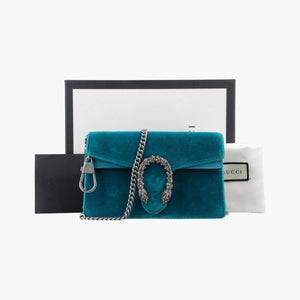 Pre-owned Gucci Dionysus Blue velour 476432 shoulderbag | stylenewstar