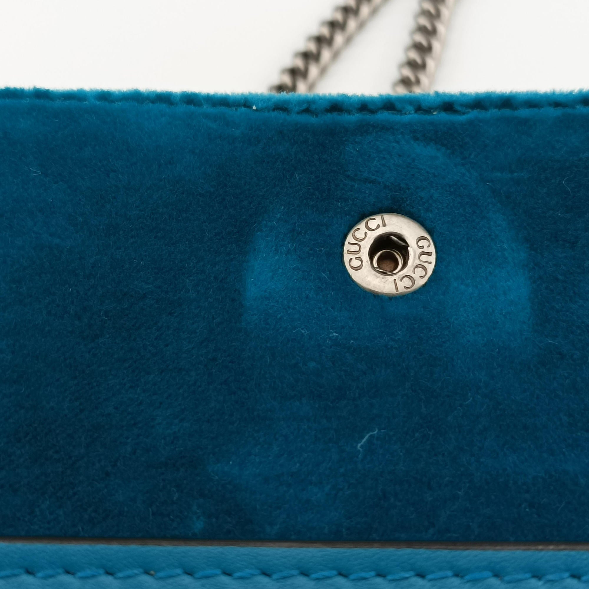 Pre-owned Gucci Dionysus Blue velour 476432 shoulderbag | stylenewstar