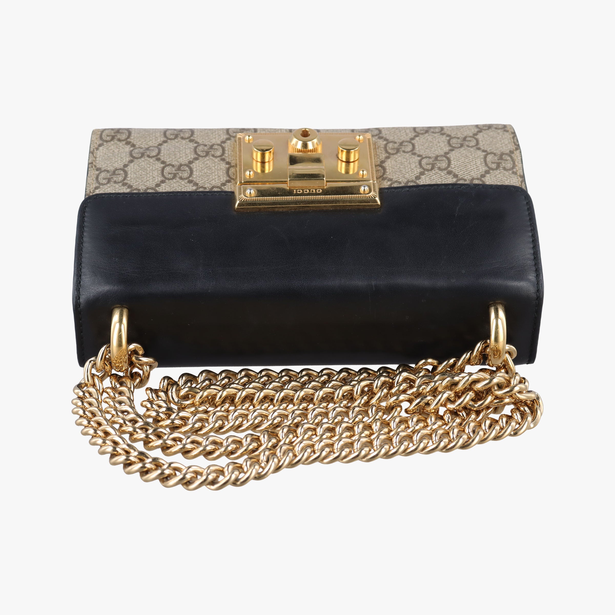 Vintage Gucci Padlock Beige×black PVC coated canvas×Leather 409487 shoulderbag | stylenewstar