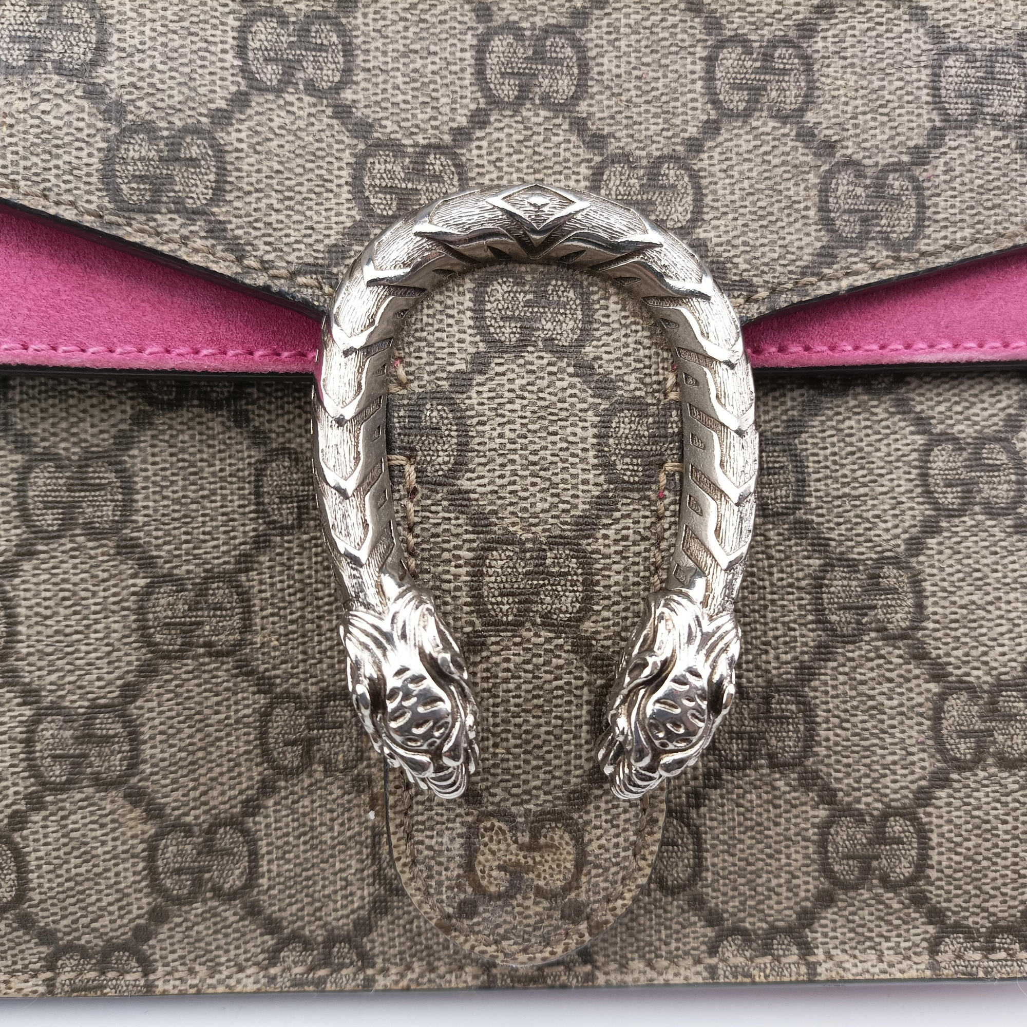 Pre-owned Gucci Dionysus beige×pink PVC coated canvas × suede 421970 shoulderbag | stylenewstar