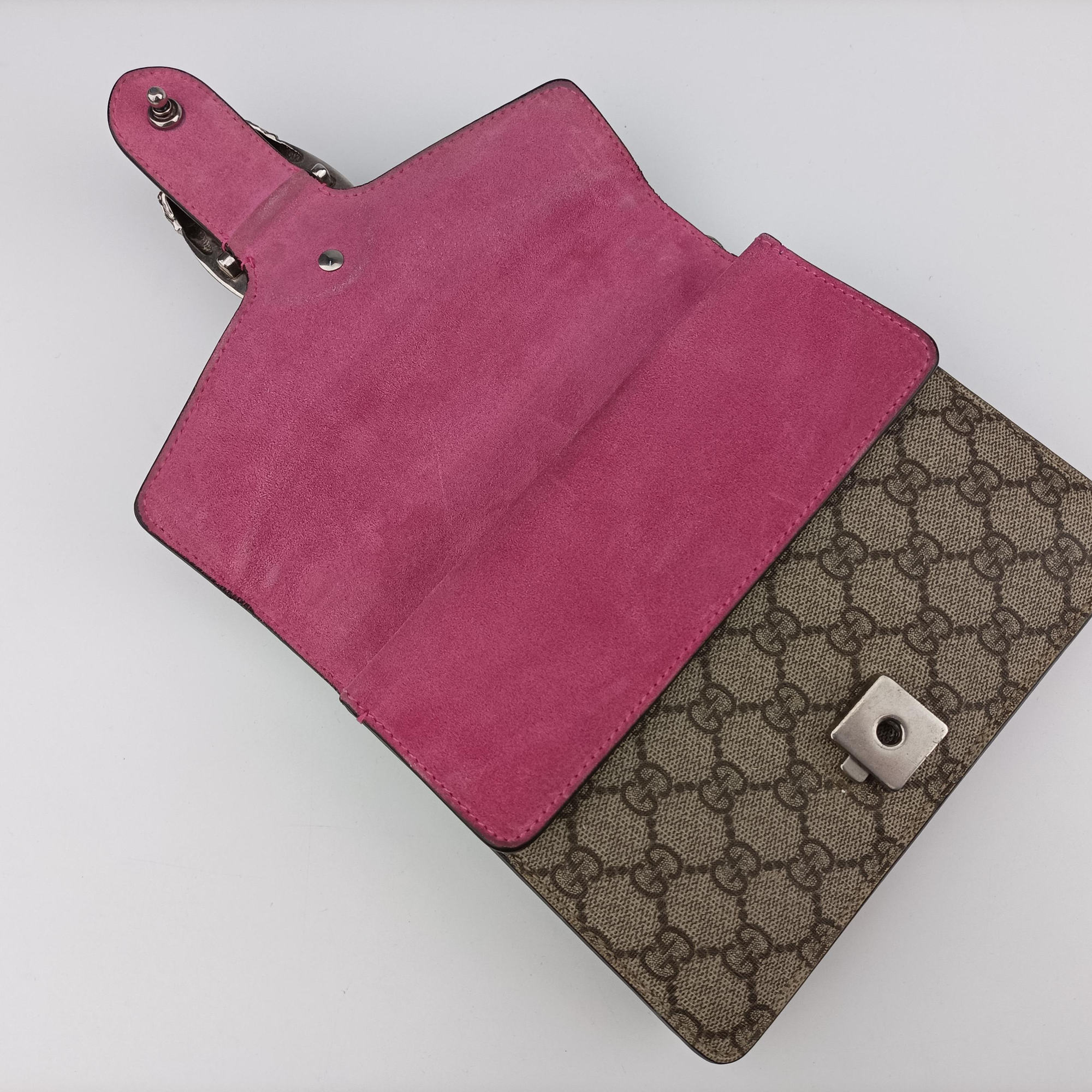 Pre-owned Gucci Dionysus beige×pink PVC coated canvas × suede 421970 shoulderbag | stylenewstar