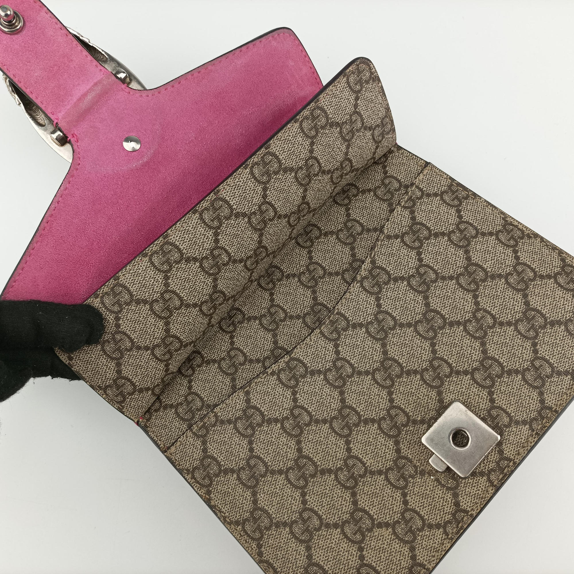 Pre-owned Gucci Dionysus beige×pink PVC coated canvas × suede 421970 shoulderbag | stylenewstar