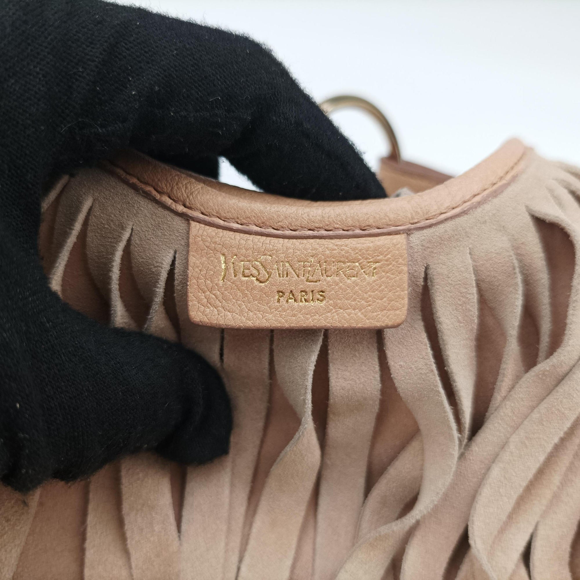 Pre-owned Yves Saint Laurent Rive Gauche Beige Leather×Suede 138961 handbag | stylenewstar