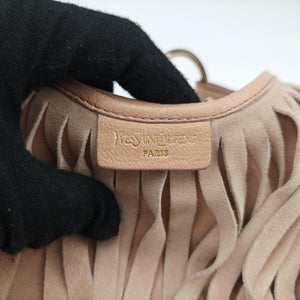 Pre-owned Yves Saint Laurent Rive Gauche Beige Leather×Suede 138961 handbag | stylenewstar
