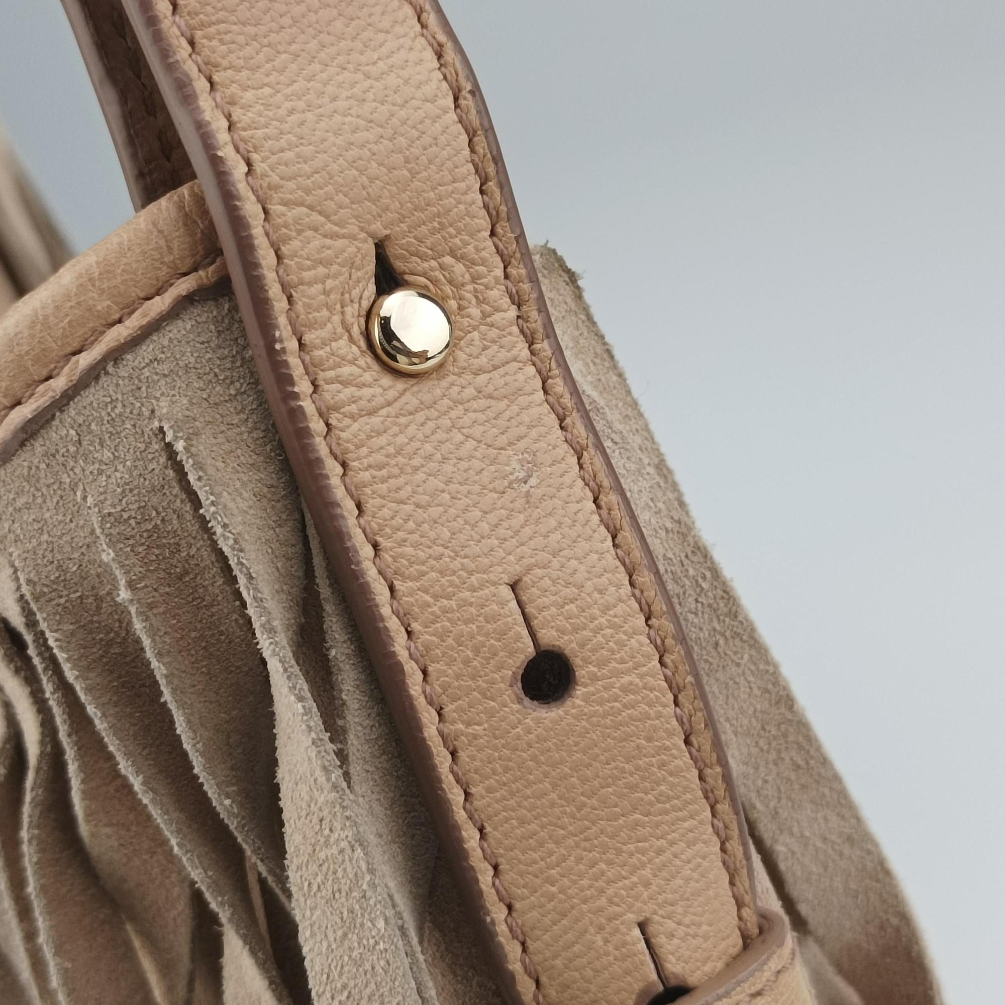 Pre-owned Yves Saint Laurent Rive Gauche Beige Leather×Suede 138961 handbag | stylenewstar