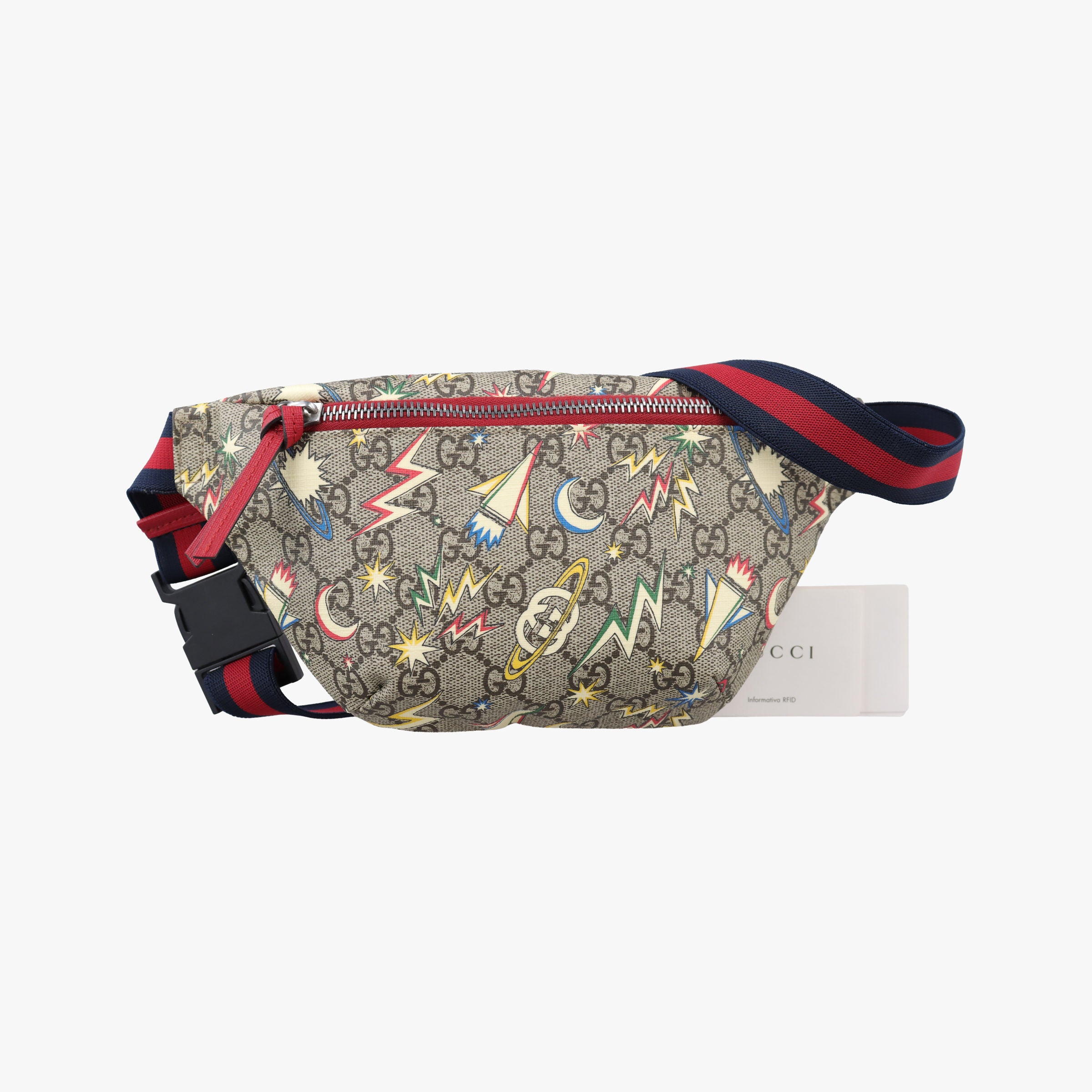 Pre-owned Gucci Kids GG Space beige×Multicolour PVC coated canvas 502095 bum bag/waist bag | stylenewstar
