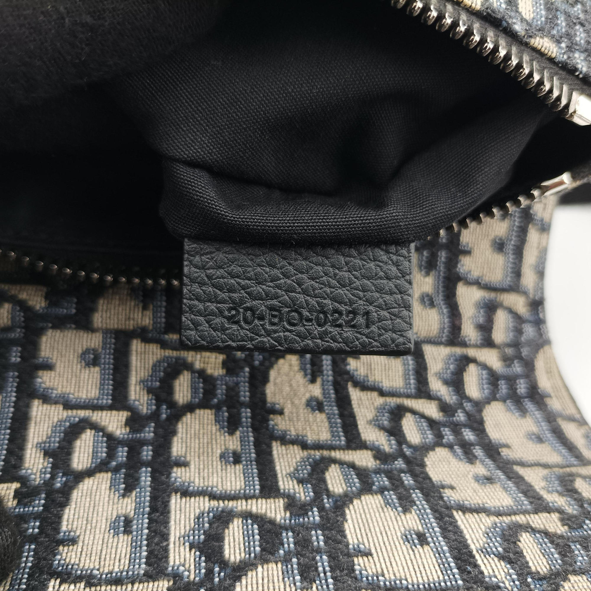 Pre-owned Christian Dior saddle Navy×Gray JacquardｘLeather  shoulderbag | stylenewstar