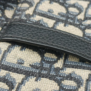 Pre-owned Christian Dior saddle Navy×Gray JacquardｘLeather  shoulderbag | stylenewstar
