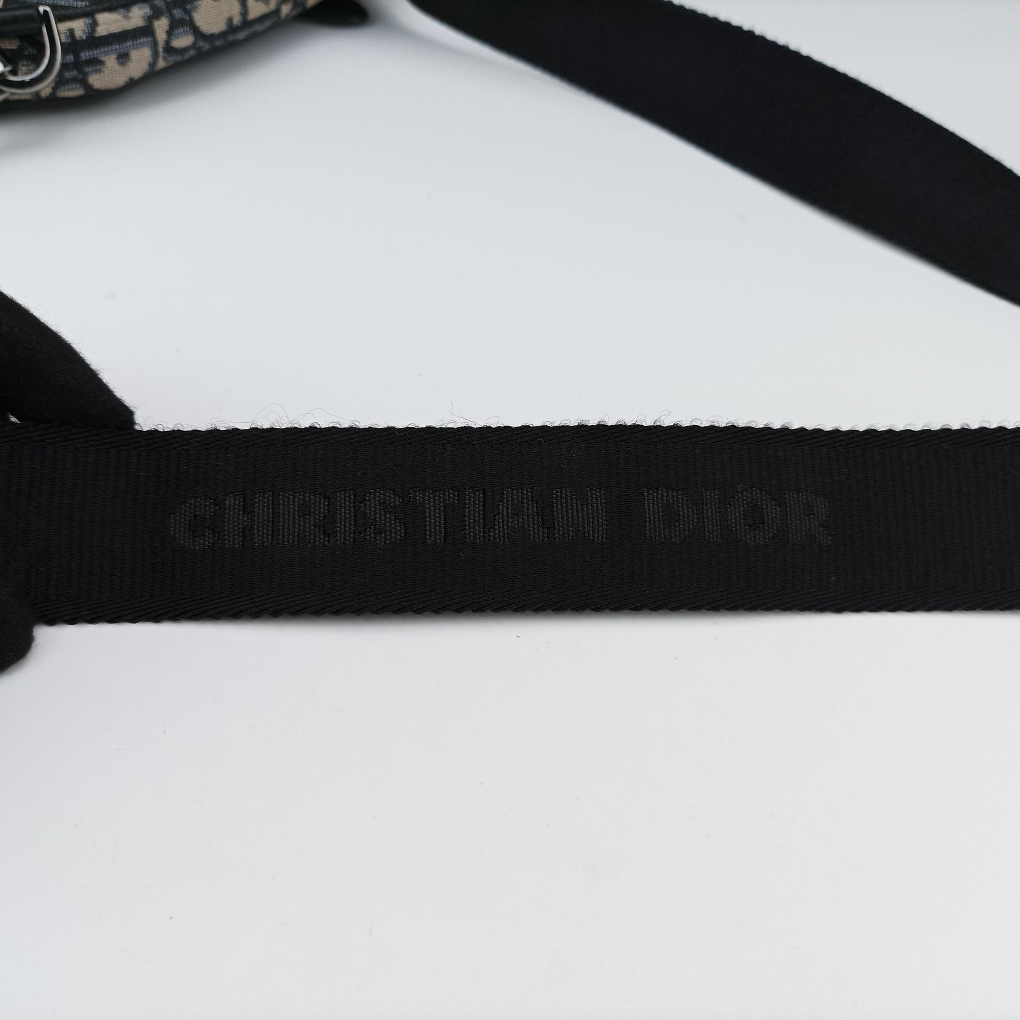 Pre-owned Christian Dior saddle Navy×Gray JacquardｘLeather  shoulderbag | stylenewstar