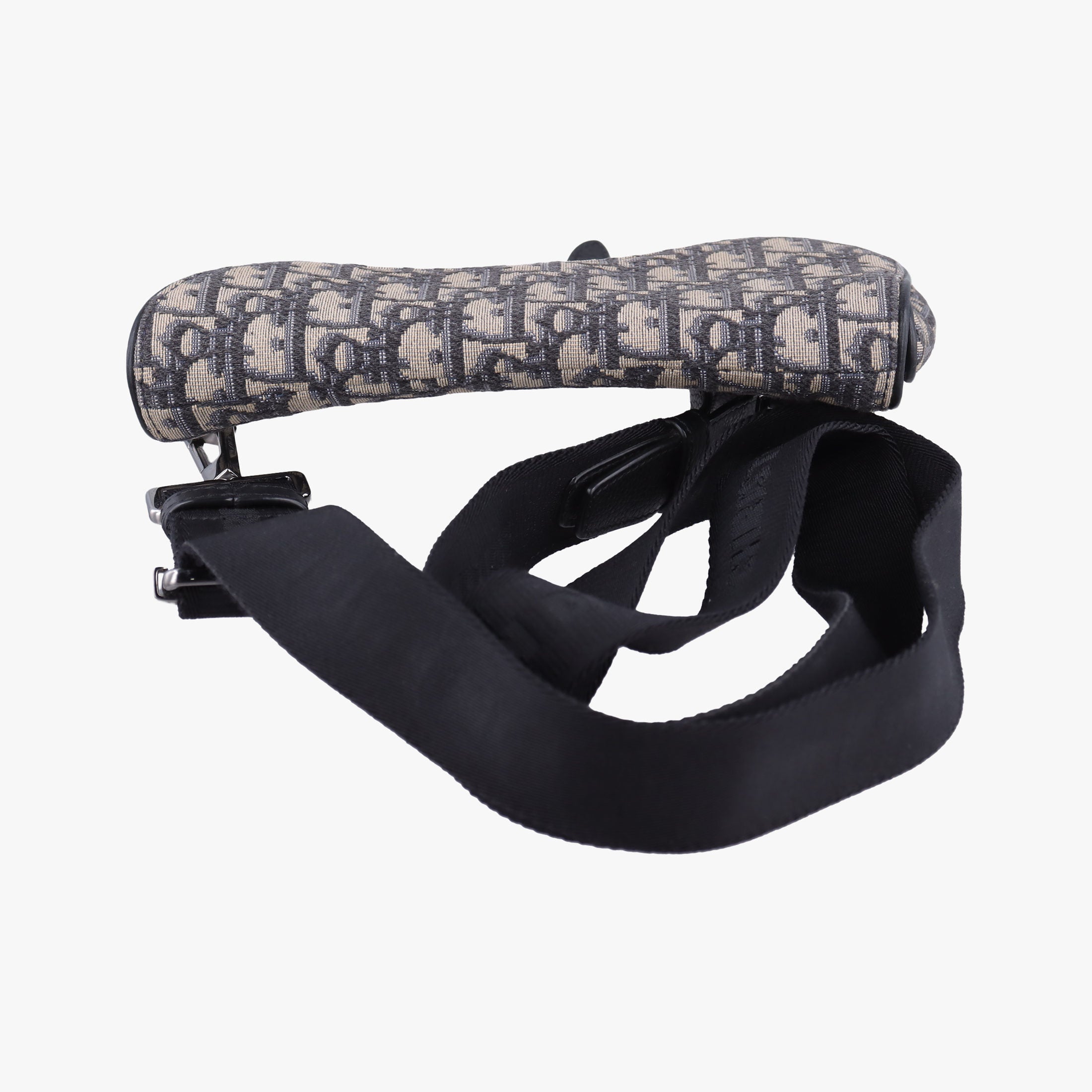 Pre-owned Christian Dior saddle Navy×Gray JacquardｘLeather  shoulderbag | stylenewstar