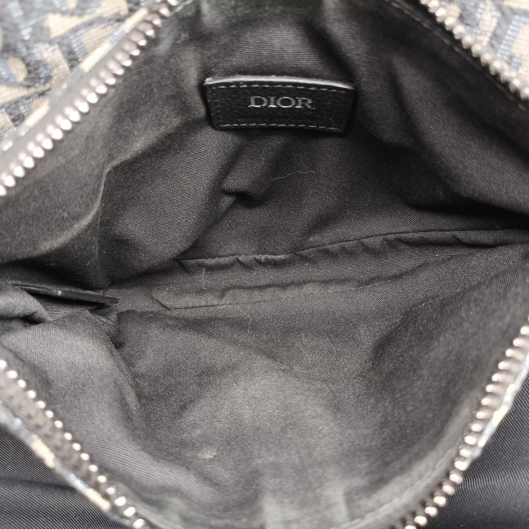 Pre-owned Christian Dior saddle Navy×Gray JacquardｘLeather  shoulderbag | stylenewstar