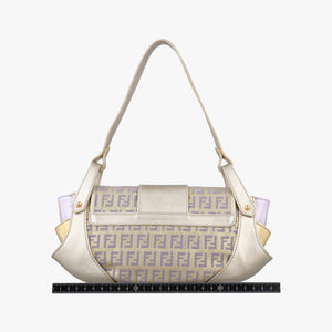 Vintage Fendi Zucchino turn lock golden×Multicolour canvas×leather 8BR492 handbag | stylenewstar