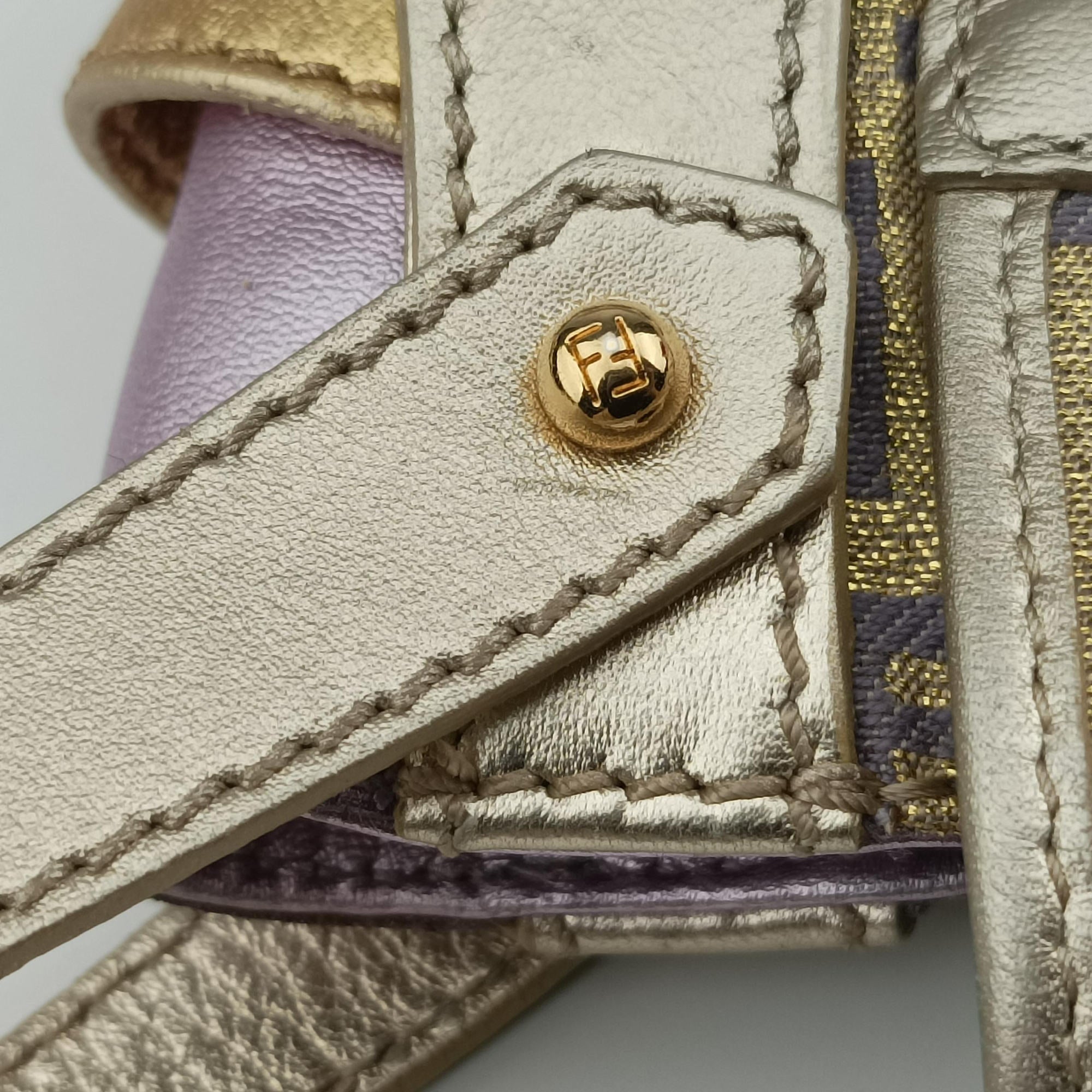 Vintage Fendi Zucchino turn lock golden×Multicolour canvas×leather 8BR492 handbag | stylenewstar