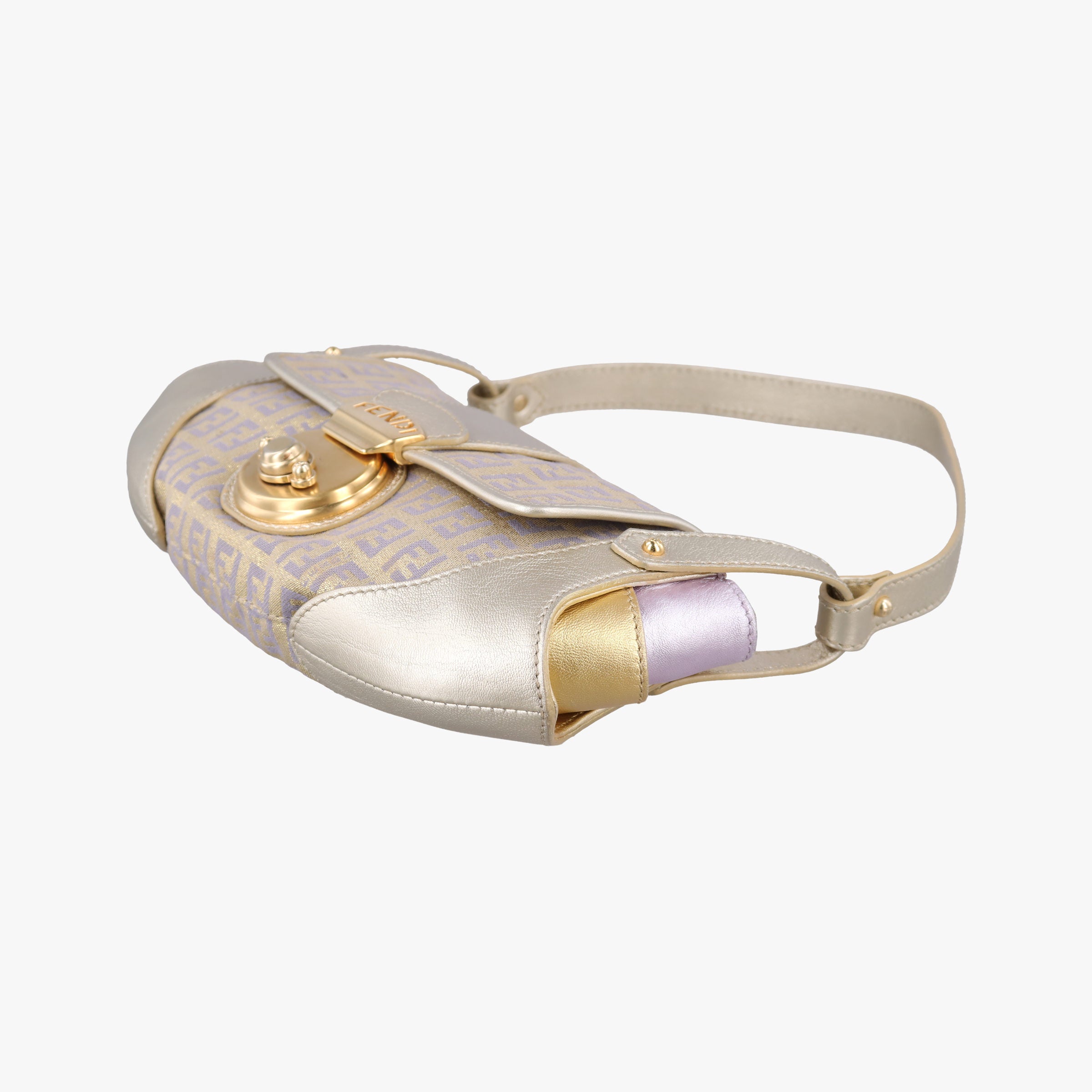 Vintage Fendi Zucchino turn lock golden×Multicolour canvas×leather 8BR492 handbag | stylenewstar