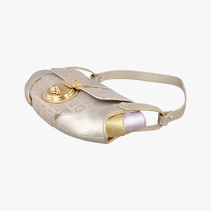 Vintage Fendi Zucchino turn lock golden×Multicolour canvas×leather 8BR492 handbag | stylenewstar