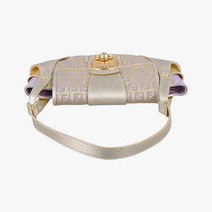 Vintage Fendi Zucchino turn lock golden×Multicolour canvas×leather 8BR492 handbag | stylenewstar