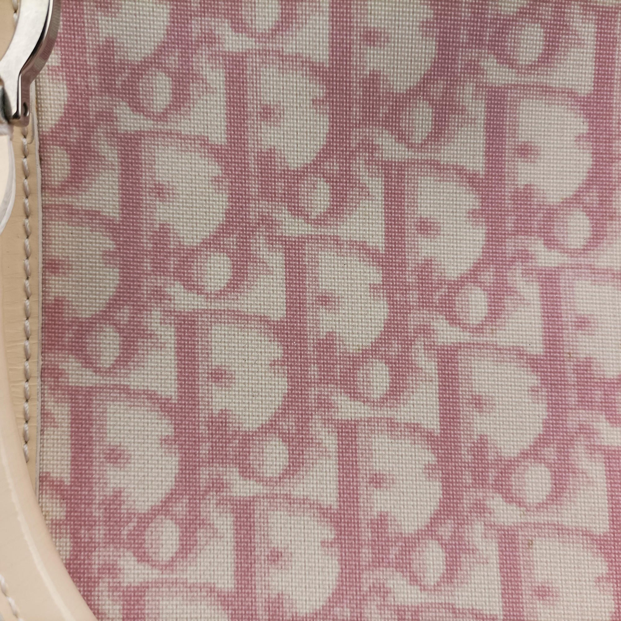 Secondhand Christian Dior Trotter Boston Pink × White Enamel × PVC Coated Canvas Pink  handbag | stylenewstar
