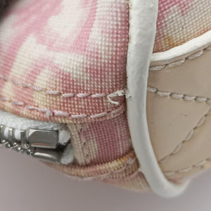 Secondhand Christian Dior Trotter Boston Pink × White Enamel × PVC Coated Canvas Pink  handbag | stylenewstar