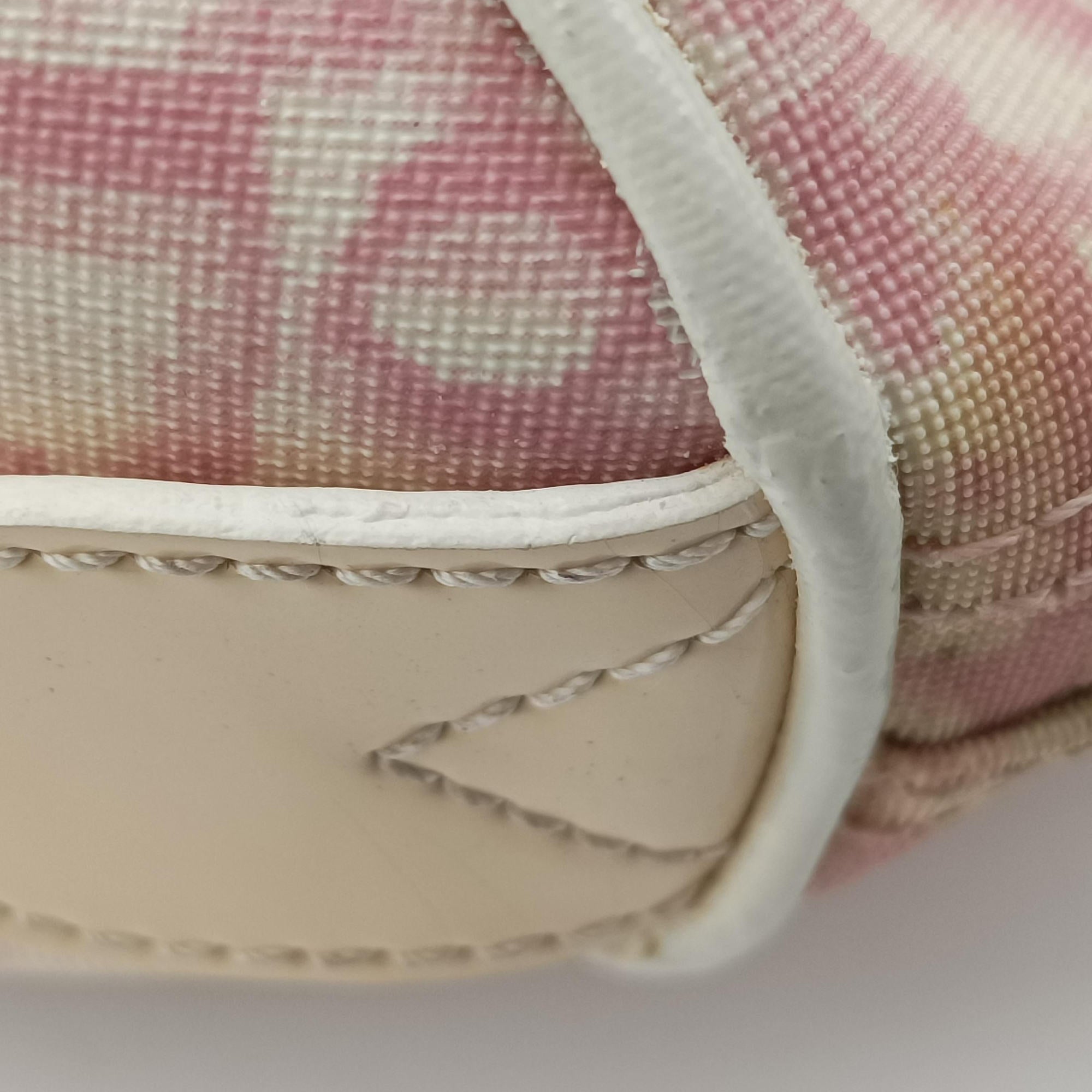 Secondhand Christian Dior Trotter Boston Pink × White Enamel × PVC Coated Canvas Pink  handbag | stylenewstar