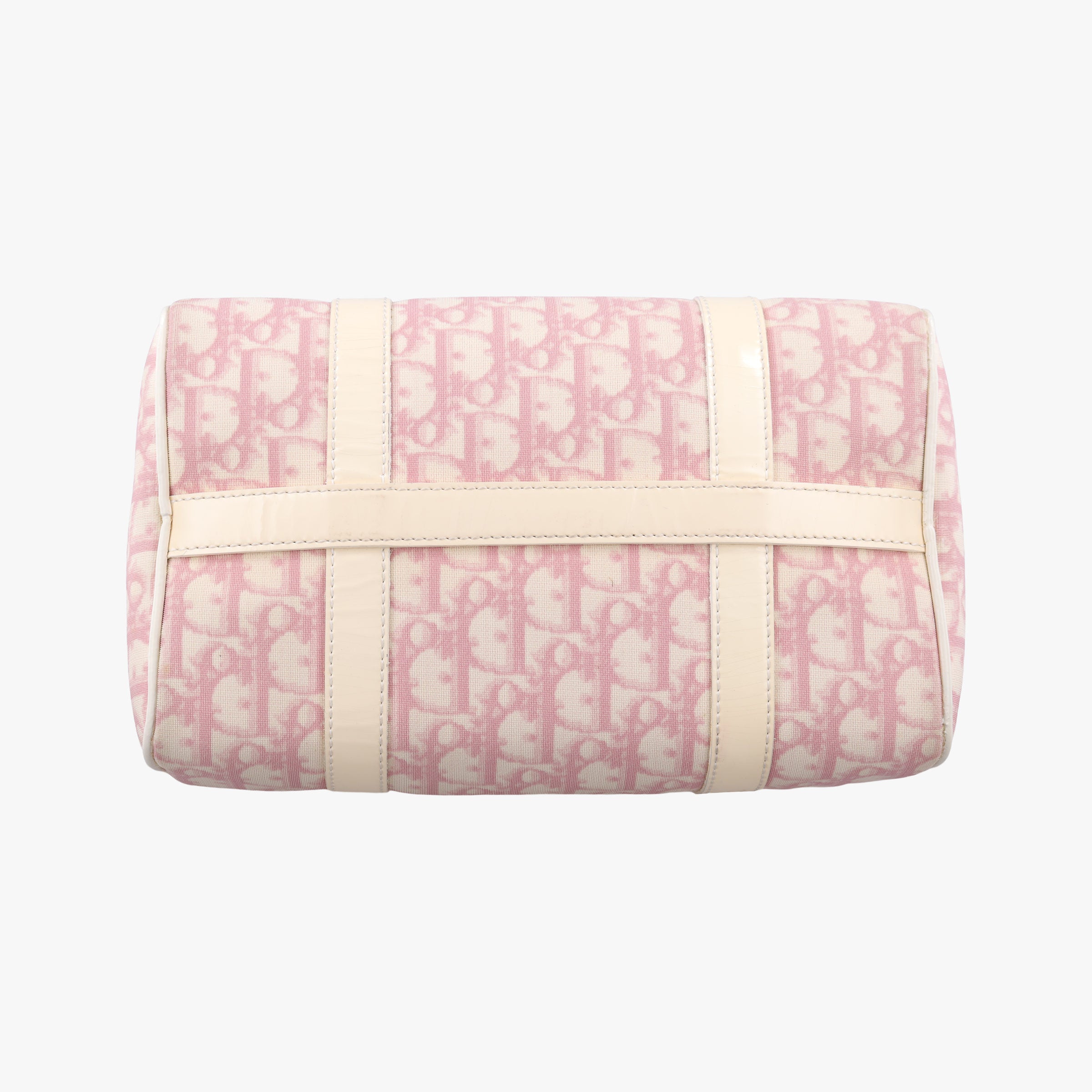 Secondhand Christian Dior Trotter Boston Pink × White Enamel × PVC Coated Canvas Pink  handbag | stylenewstar