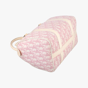 Secondhand Christian Dior Trotter Boston Pink × White Enamel × PVC Coated Canvas Pink  handbag | stylenewstar