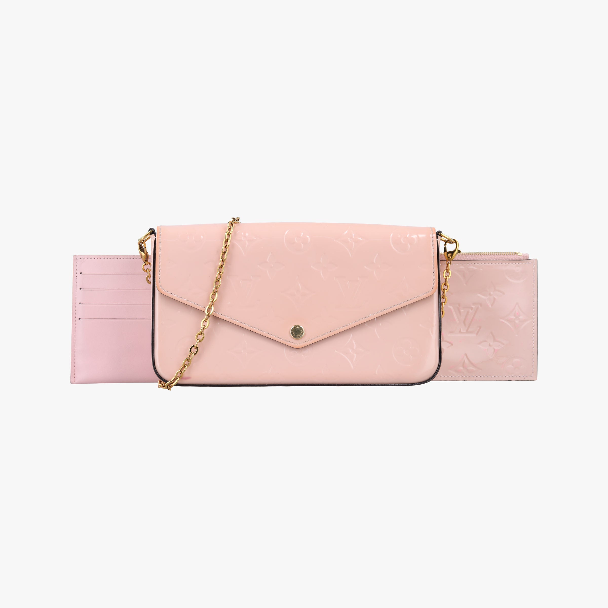 Secondhand Louis Vuitton Pochette Felicie Rose Ballerine Vernis M64358 shoulderbag | stylenewstar