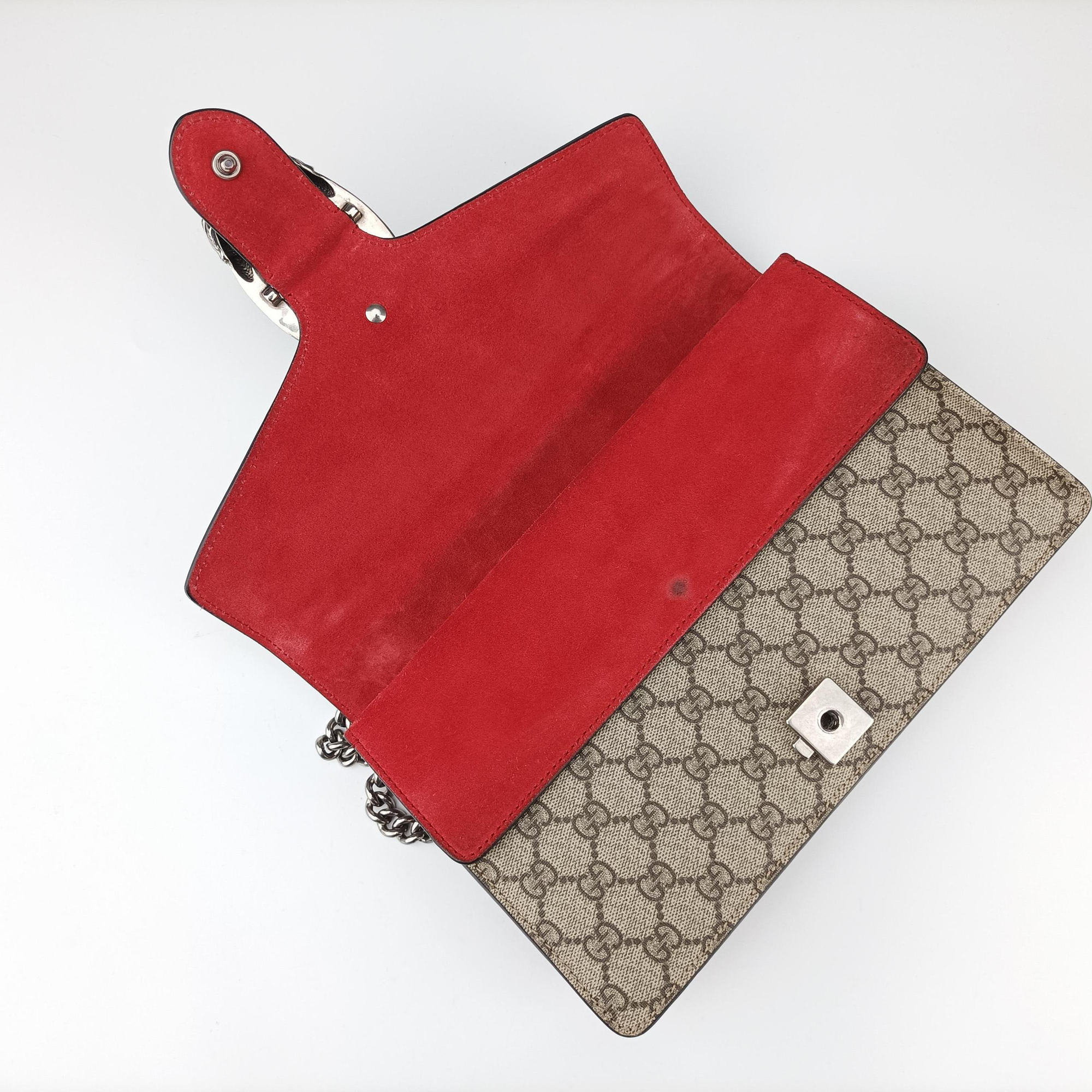 Pre-owned Gucci Dionysus beige×red PVC coated canvas×suede 400249 shoulderbag | stylenewstar