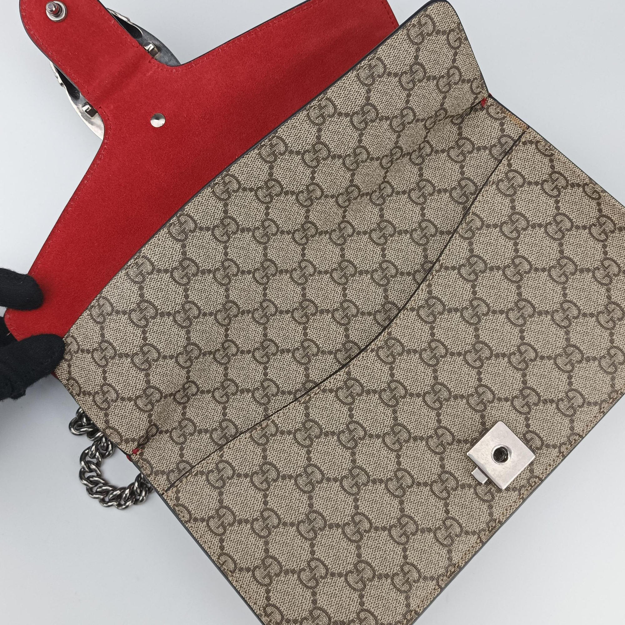 Pre-owned Gucci Dionysus beige×red PVC coated canvas×suede 400249 shoulderbag | stylenewstar