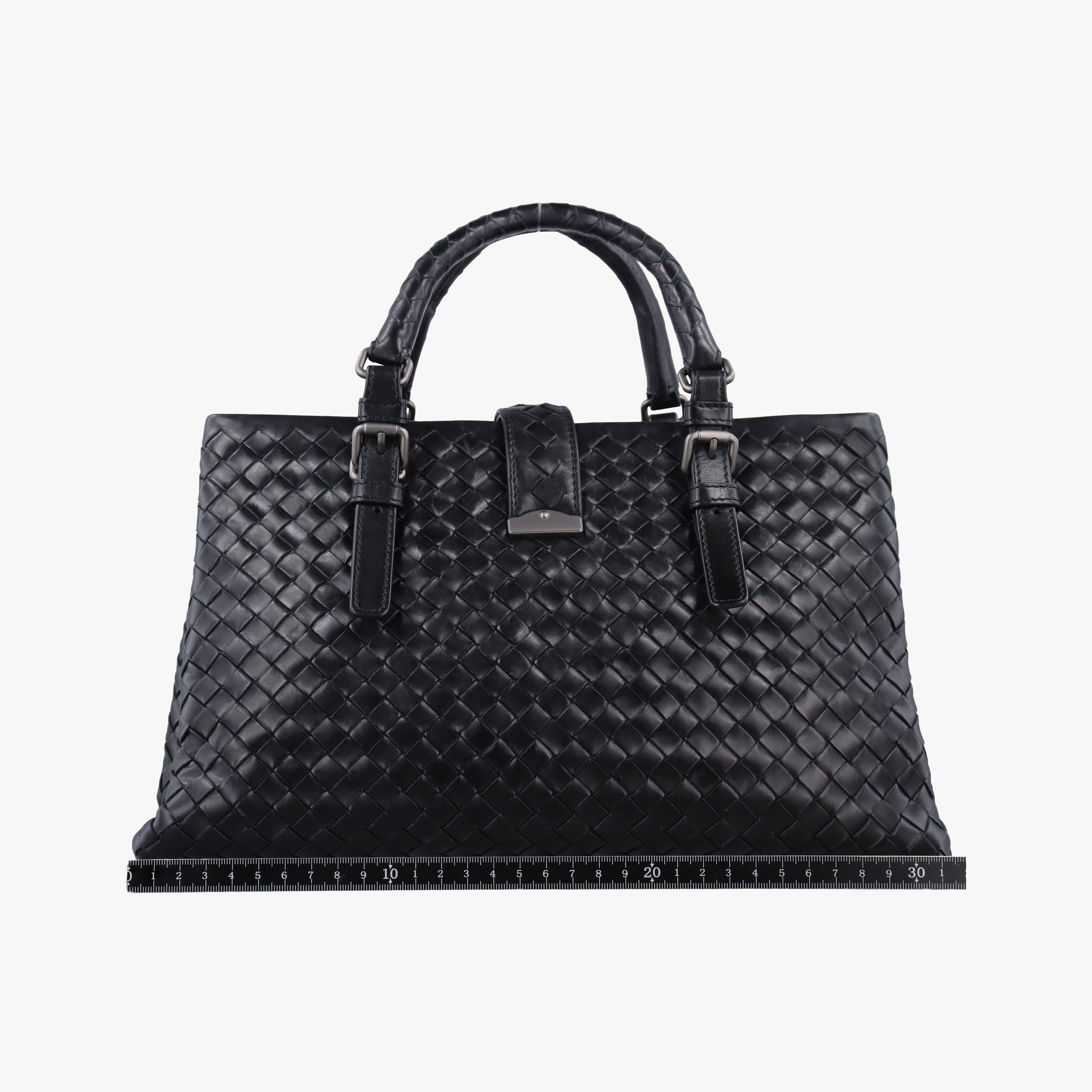 Pre-owned Bottega Veneta Roma Intrecciato Black lambskin  shoulderbag | stylenewstar