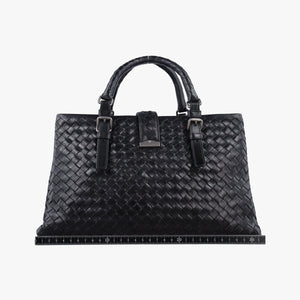Pre-owned Bottega Veneta Roma Intrecciato Black lambskin  shoulderbag | stylenewstar