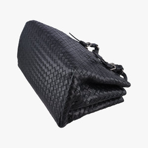 Pre-owned Bottega Veneta Roma Intrecciato Black lambskin  shoulderbag | stylenewstar