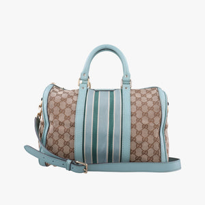 Secondhand Gucci Sherry Line Blue×Beige×Multicolor GG Supreme Canvas×leather 247205 shoulderbag | stylenewstar
