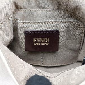 Pre-owned Fendi Baguette Beige × White × Blue Leather 8BR180 shoulderbag | stylenewstar