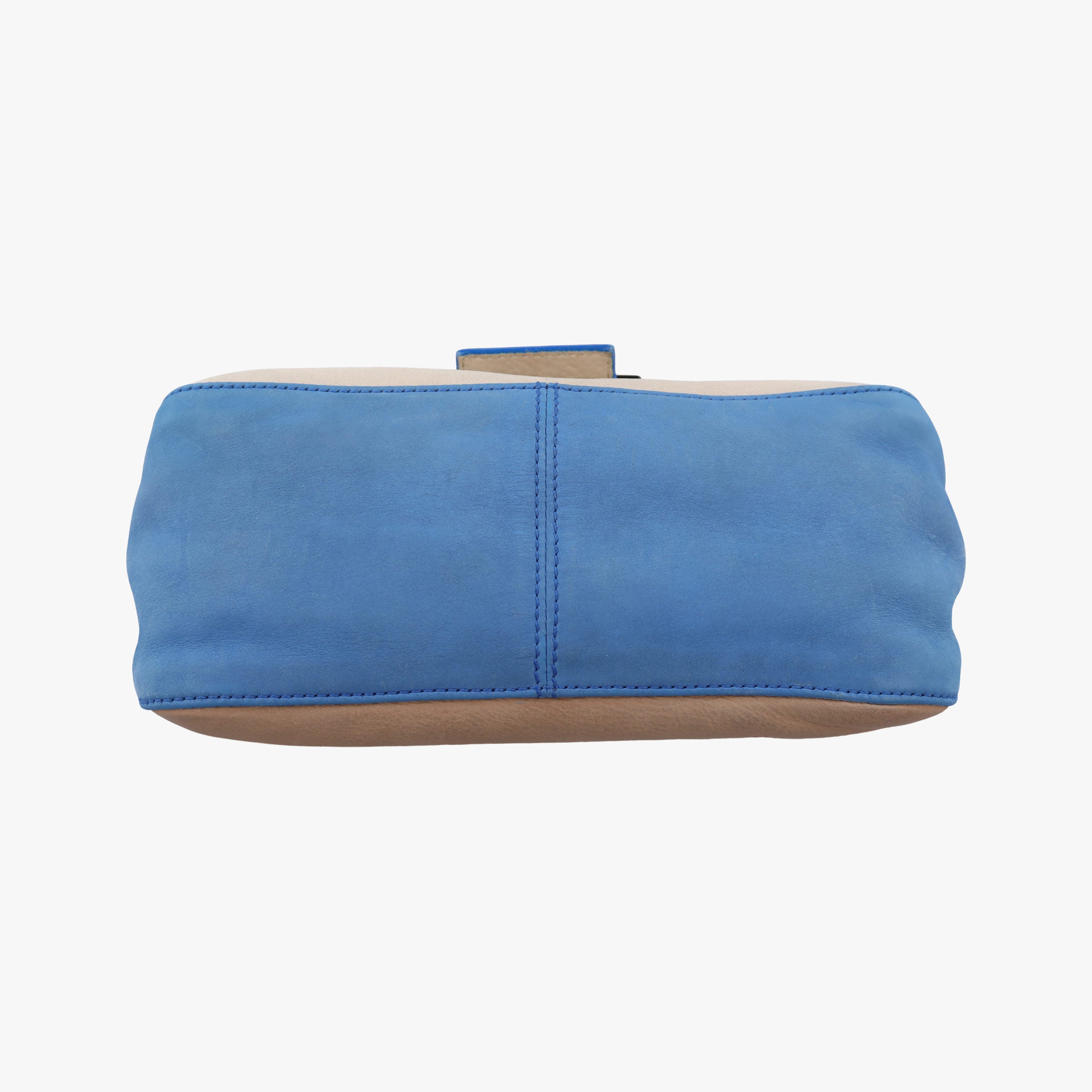 Pre-owned Fendi Baguette Beige × White × Blue Leather 8BR180 shoulderbag | stylenewstar