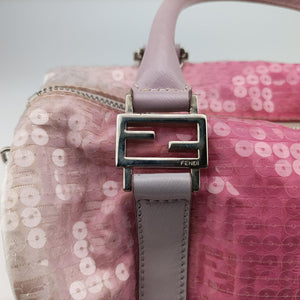 Secondhand Fendi Zucchino Forever Bauletto Pink×Multicolour Canvas×sequins 8BL068 handbag | stylenewstar