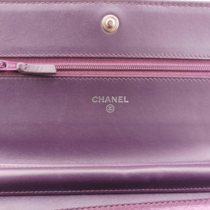 Pre-owned Chanel BOY CHANEL Chain Wallet Purple velour A68911 shoulderbag | stylenewstar
