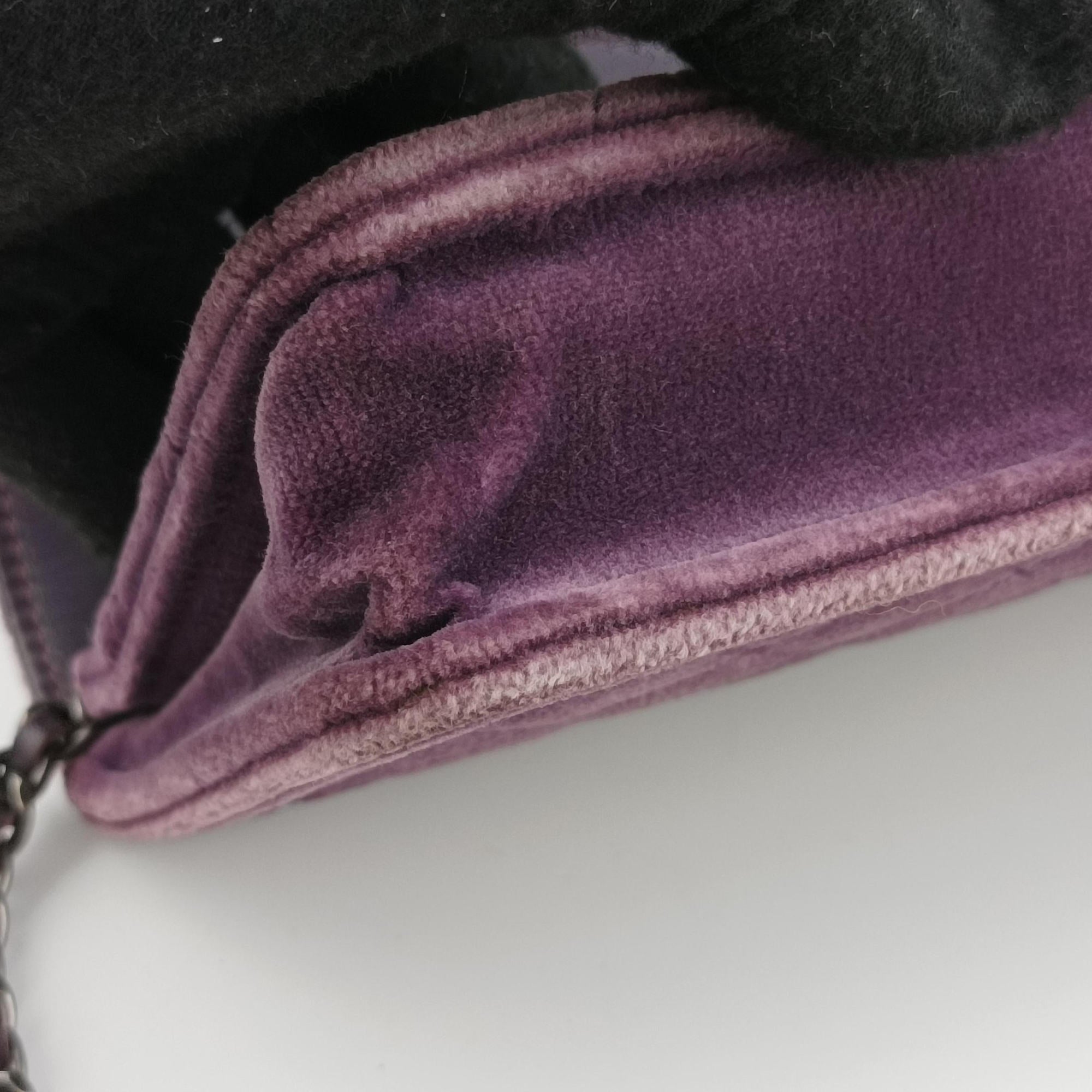 Pre-owned Chanel BOY CHANEL Chain Wallet Purple velour A68911 shoulderbag | stylenewstar