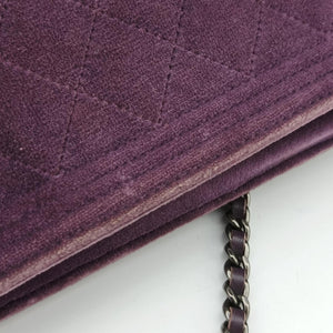 Pre-owned Chanel BOY CHANEL Chain Wallet Purple velour A68911 shoulderbag | stylenewstar