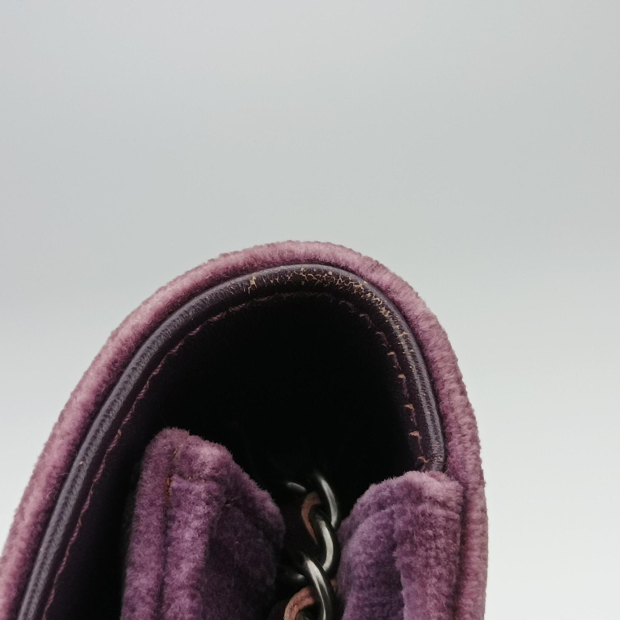 Pre-owned Chanel BOY CHANEL Chain Wallet Purple velour A68911 shoulderbag | stylenewstar