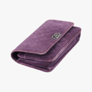 Pre-owned Chanel BOY CHANEL Chain Wallet Purple velour A68911 shoulderbag | stylenewstar