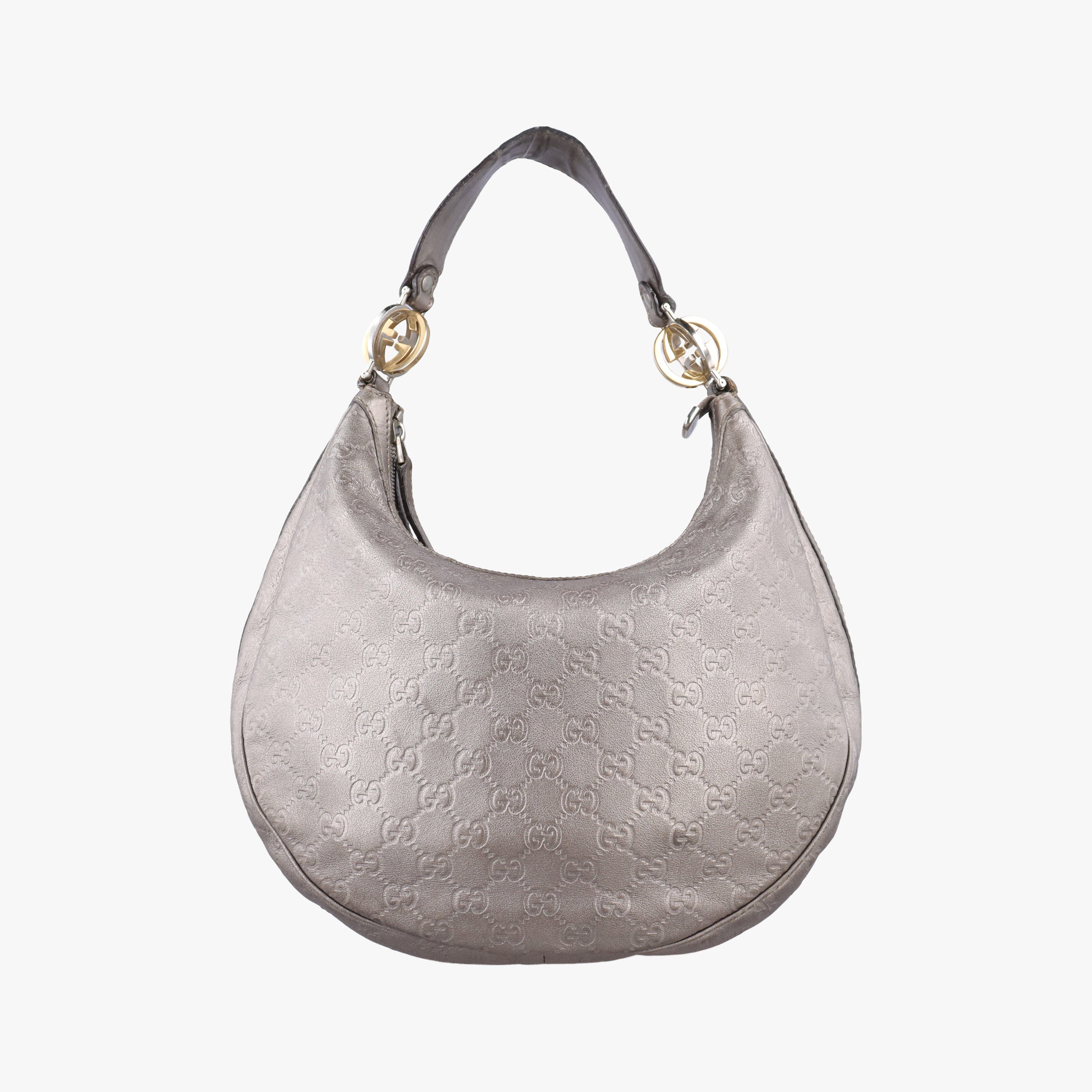 Pre-owned Gucci GG Twins Silver Leather 232962 shoulderbag | stylenewstar