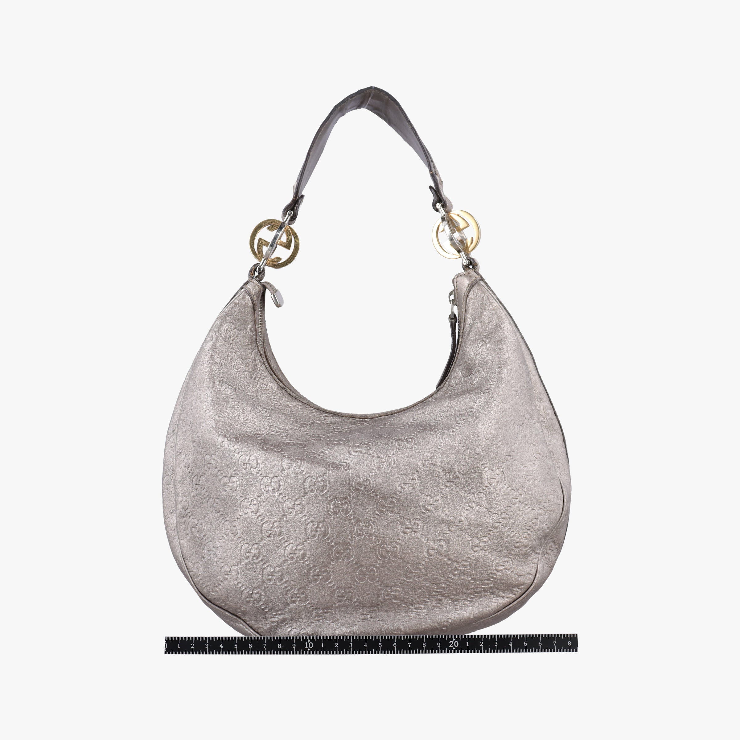 Pre-owned Gucci GG Twins Silver Leather 232962 shoulderbag | stylenewstar