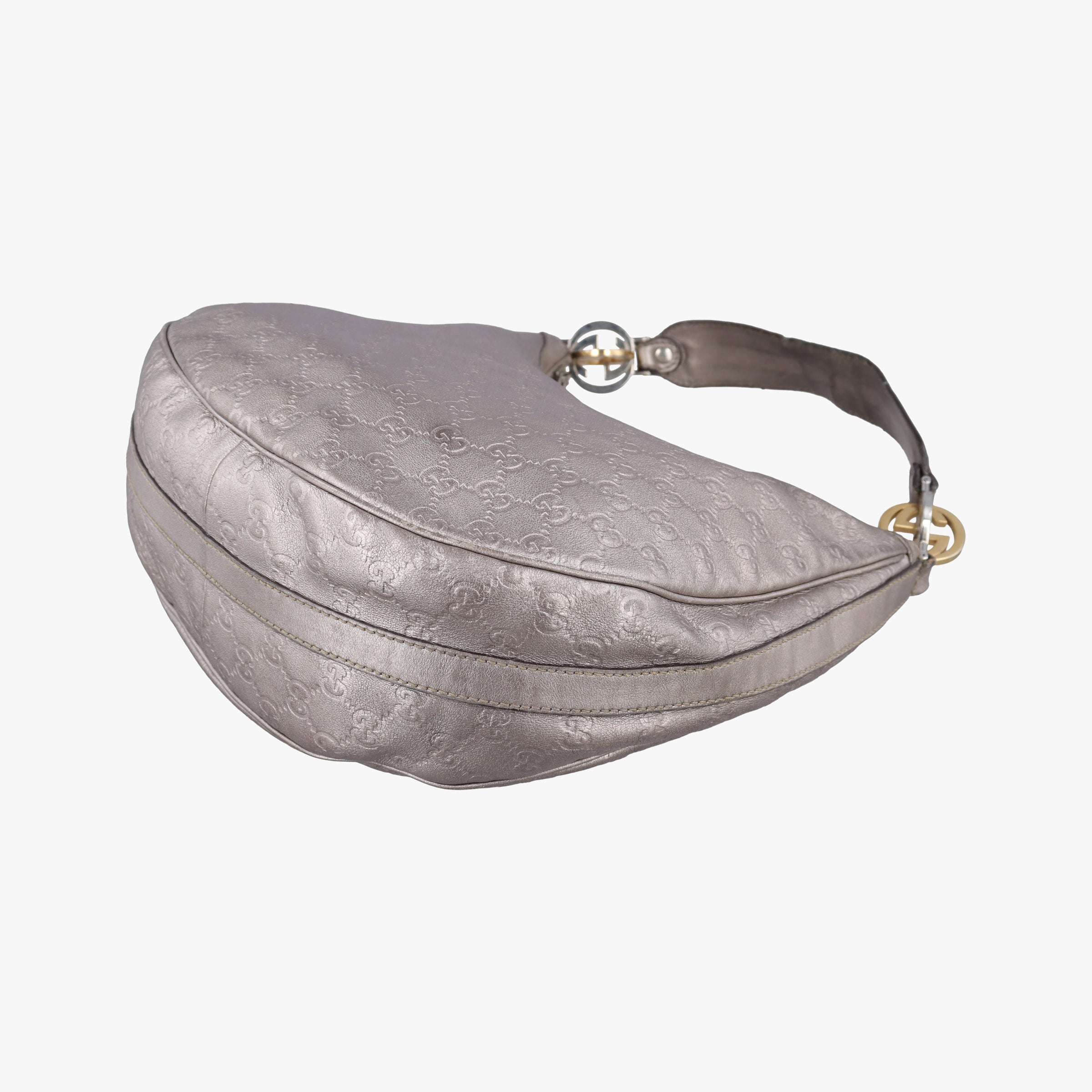 Pre-owned Gucci GG Twins Silver Leather 232962 shoulderbag | stylenewstar
